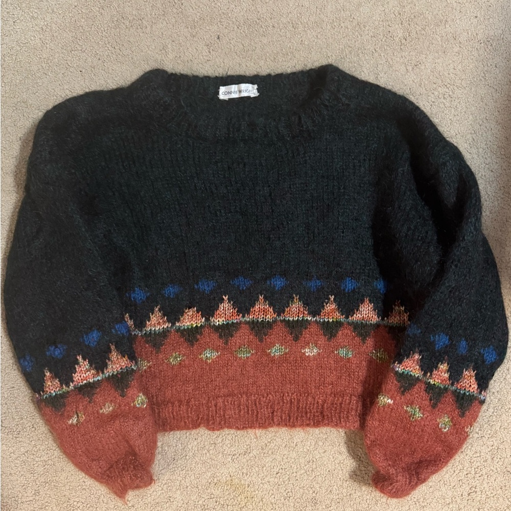 Green/black wool sweater